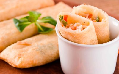 Rollitos de primavera con bacalao