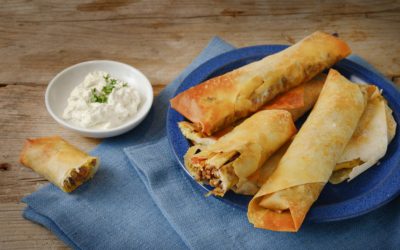 Canelones crujientes de bacalao y verduras