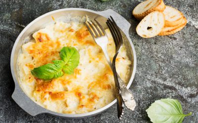 Lasaña de mango con brandada de bacalao