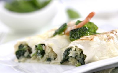 Canelones de bacalao y espinacas