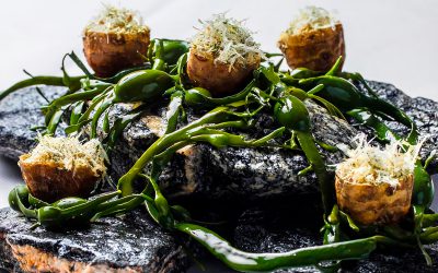 Bacalao en crujiente de Alcachofa de Jerusalén con algas: la tapa perfecta